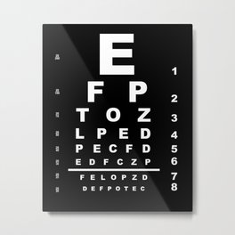 Inverted Eye Test Chart Metal Print | Optician, Letters, Correction, Examination, Letter, Exam, Vision, Invert, Corrective, Eye 