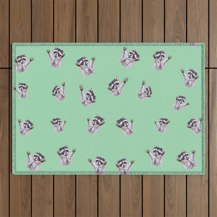 Playful Dancing Raccoons Edition 5 Outdoor Rug