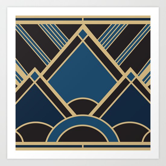 Art Deco New Tomorrow In Blue Art Print