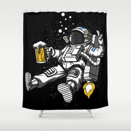 Astronaut Drinking Beer Space Party Shower Curtain