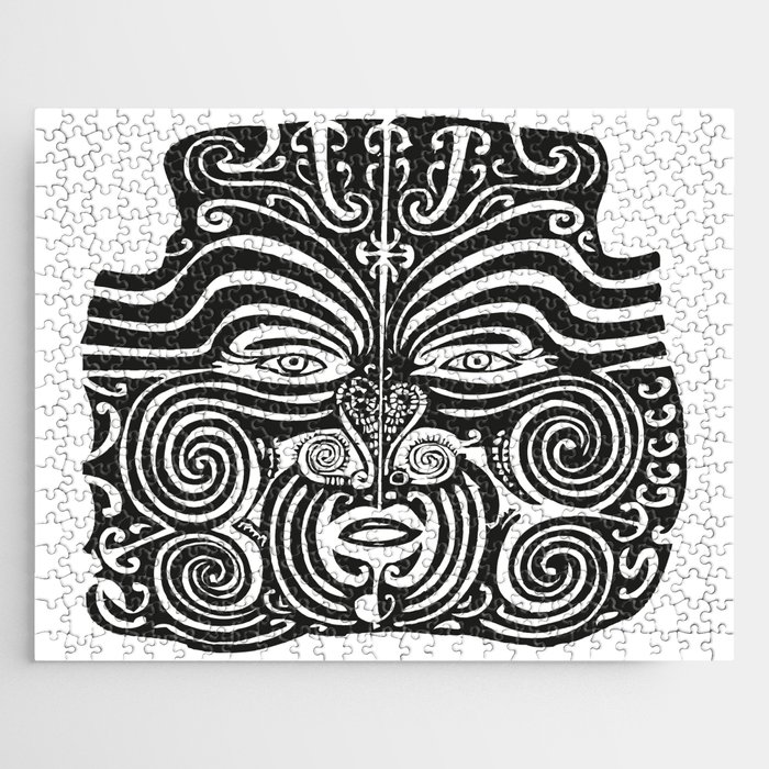 Maori Moko | Tribal Tattoo | New Zealand | Black and White | Jigsaw Puzzle
