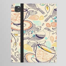 Birds, Flowers, and Tea Cups Pattern iPad Folio Case