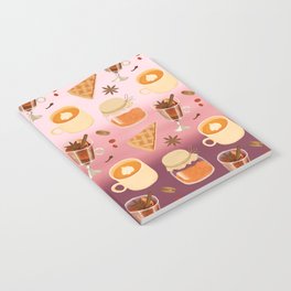 Sweet Pink Orange Brown Breakfast Coffee Pie Ombre Illustration Notebook