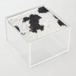 Black and White Cowhide, Cow Skin Print Pattern Modern Cowhide Faux Leather Acrylic Box