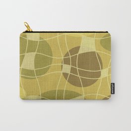 Mid Century Modern Geometric Abstract Composition 122 Brown Green Yellow Gold and Beige Carry-All Pouch