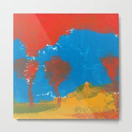 Abstract Landscape in the Sun Acrylic  Painting on recycled paper Metal Print