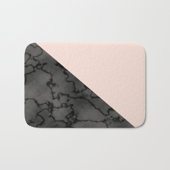 Peach and black dark marble Bath Mat