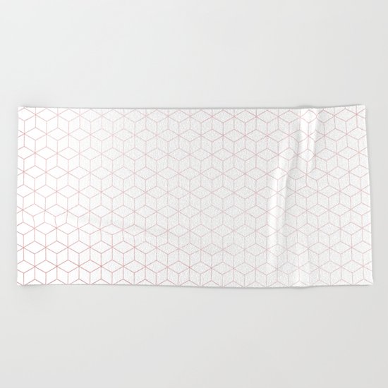 Simply Cubes in Rose Gold Sunset Beach Towel