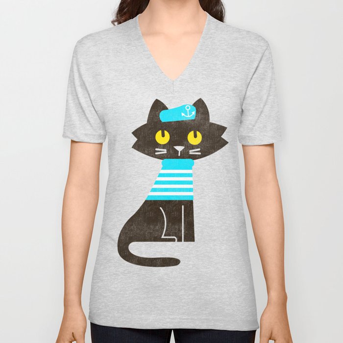 Fitz - Sailor cat V Neck T Shirt