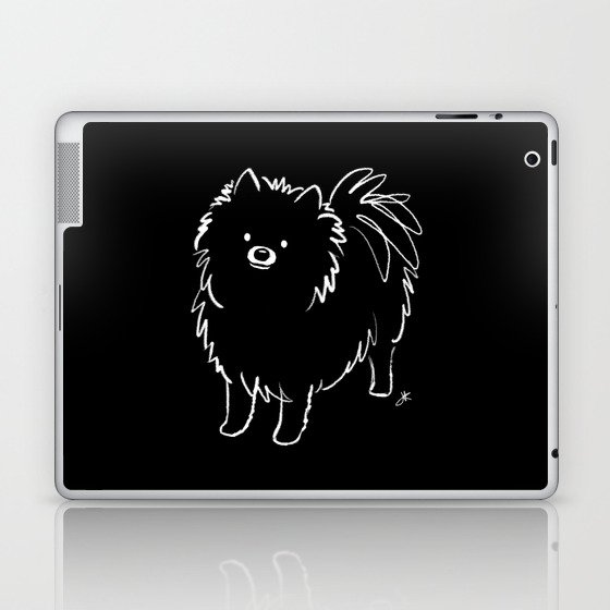 Black Pomeranian Cute Dog Drawing Laptop & iPad Skin