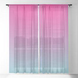 Healing  Blue and hot pink Aura Gradient Ombre Sombre Abstract  Sheer Curtain