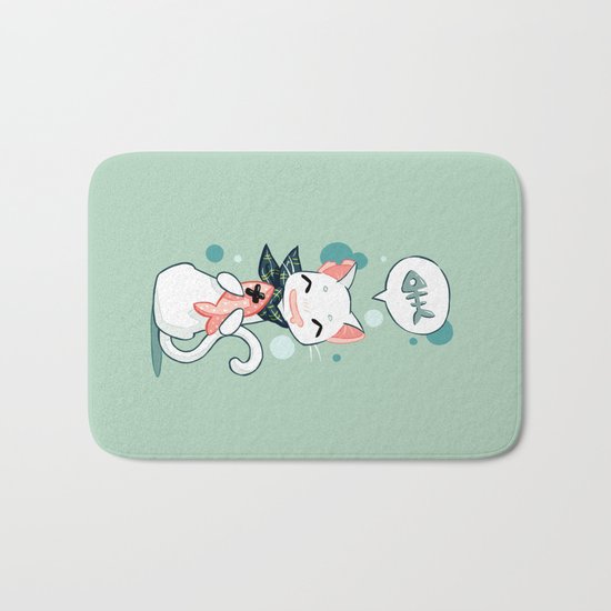 Cat and Fish 2 Bath Mat