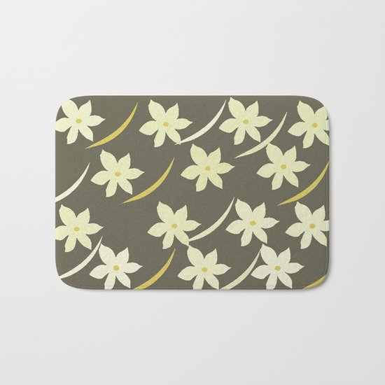 Golden Flower Abstract Bath Mat
