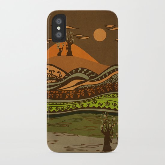 psychedelic mountains iPhone Case