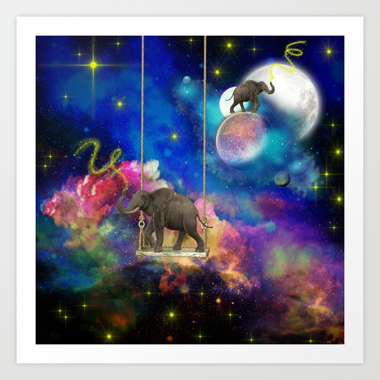 Space elephants Art Print