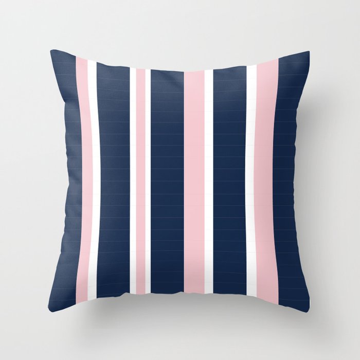 Navy & Pink Stripes Throw Pillow