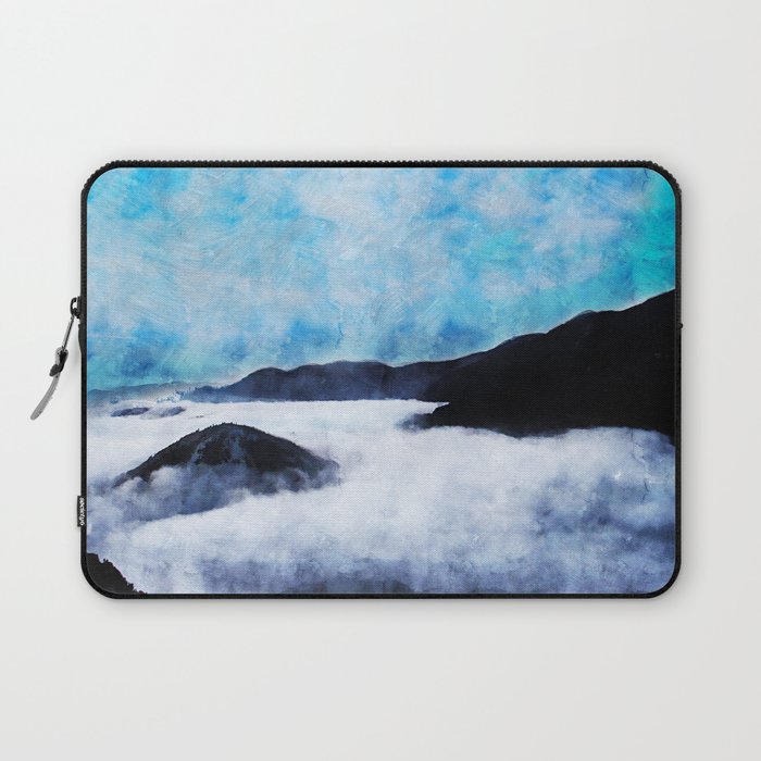 Photo of clouds and montain painting imitation Laptop Sleeve