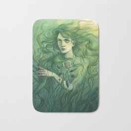 Selkie gathering seashells Bath Mat | Faroe, Mermaid, Painting, Norse, Selkie, Merfolk, Underwater, Watercolor, Mythology, Fantasy 