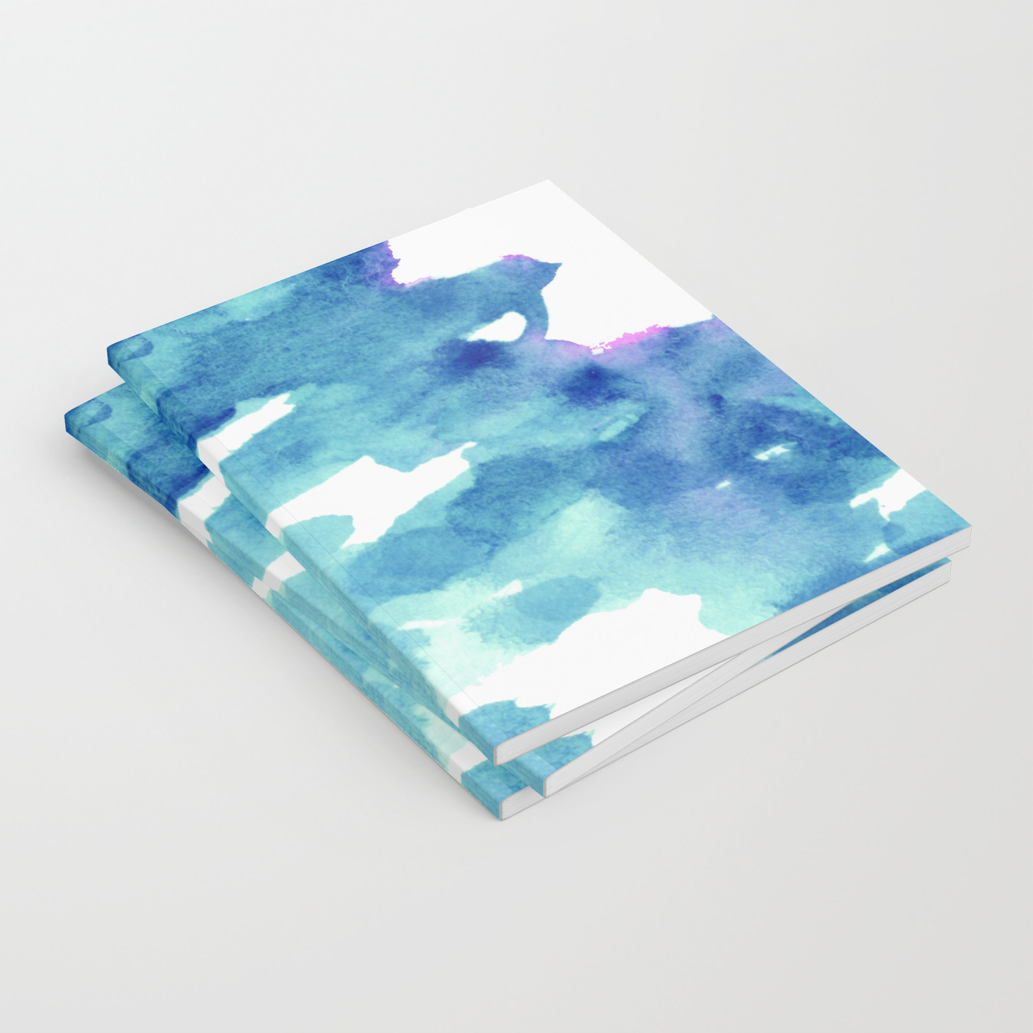Blue Turquoise Water Cloud Colorful Watercolor Painting Notebook