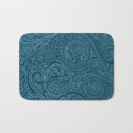 Doodle spiral sea green Bath Mat