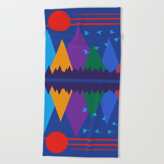 Moon Over The Mountains #7 Beach Towel