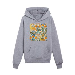 Floral Kingdom Bird Totem yellow bird Aerial Floral Dreamscape Kids Pullover Hoodies