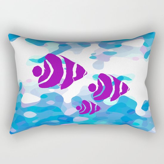 Three Purple Fishes Rectangular Pillow