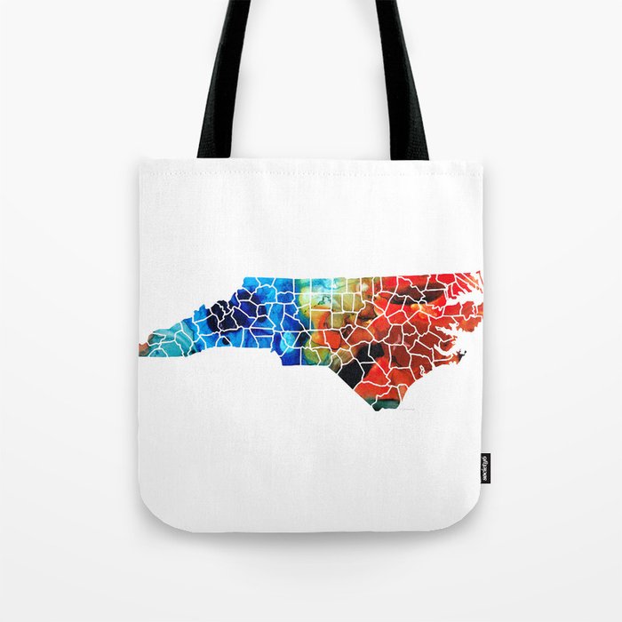 North Carolina - Colorful Wall Map by Sharon Cummings Tote Bag