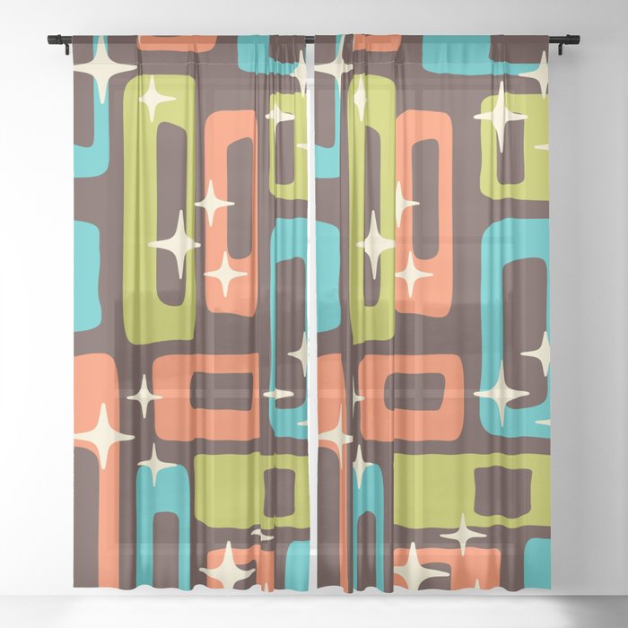Retro Mid Century Modern Abstract Pattern 632 Sheer Curtain By Tonymagner Society6