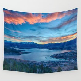 Lakeside Sunset // Mile High Rocky Mountain Orange and Blue Sky Wall Tapestry | Abstract Color Photo, Country Of Woodlands, Orange Blue Pink, The Photos Pictures, Nature Park Decor, Camping Travel Sky, Vintage Wild Alaska, Painting, Woods Photography, Scenic Picture View 