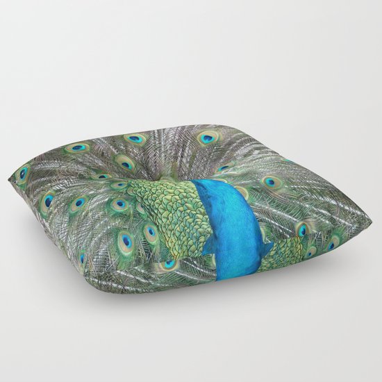 Peacock in bloom Floor Pillow