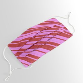 [ Thumbnail: Violet and Red Colored Striped Pattern Face Mask ]