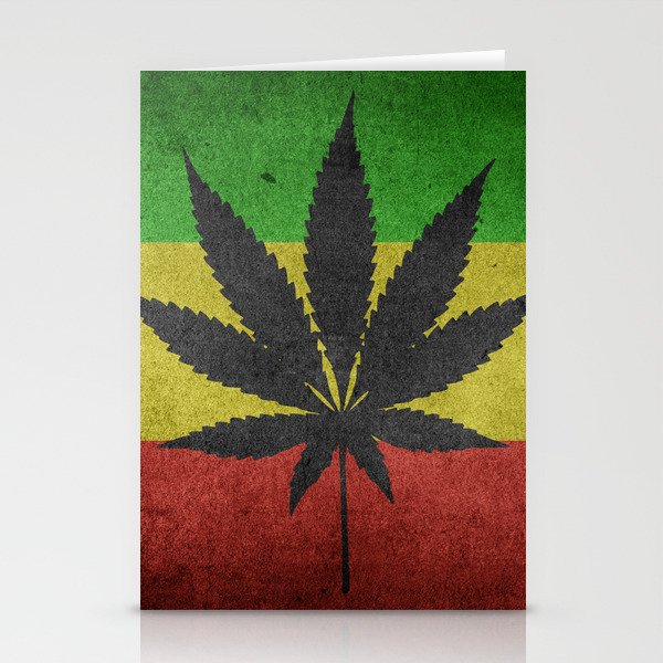 Green yellow and red color Cannabis Marijuana flag Stationery Cards