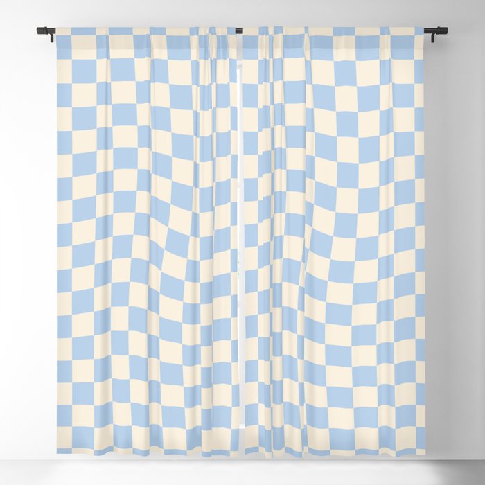Check II - Baby Blue Twist — Checkerboard Print Blackout Curtain