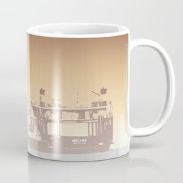 Melina Coffee Mug | Ocean, Dominicanrepublic, Gradient, Caribbean, Ship, Stamp, Graphicdesign, Lines, Pastel, Waves 