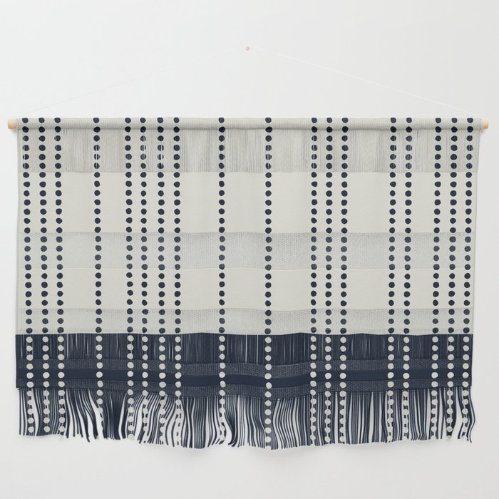 Spotted Stripes, Ivory and Navy Blue Wall Hanging