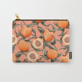 Botanical Peaches pink Carry-All Pouch | Pink, Vegetarian, Rose, Stonefruit, Painting, Gardeneden, Peach, Vegan, Dress, Fruits 