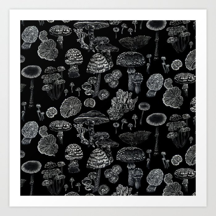 Mycology Black Art Print