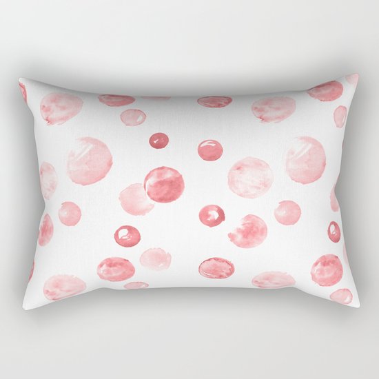 Wewak Pink Watercolors Polka Dots Rectangular Pillow