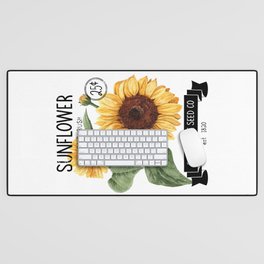 Vintage Sunflower Seed Label - Black Desk Mat