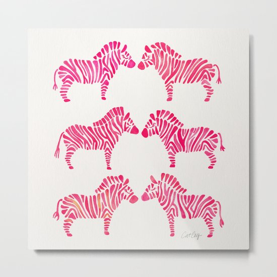 Zebras – Pink Palette Metal Print
