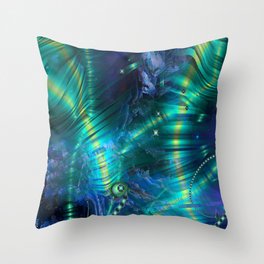 Cosmic Abstract Emerald Throw Pillow
