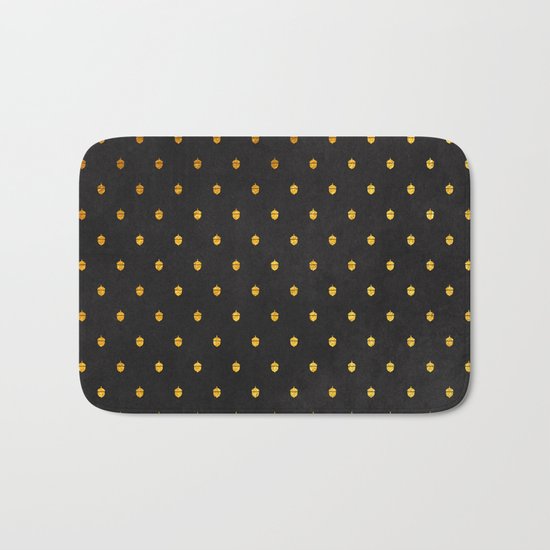 AUTUMN - gold acorns on chalkboard background Bath Mat
