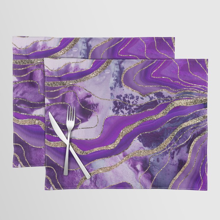 Liquid Marble Agate Glitter Glam #4 (Faux Glitter) #decor #art #society6 Placemat