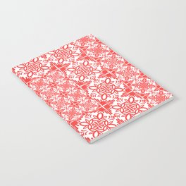 Cheerful Retro Modern Kitchen Tile Mixed Pattern Red Notebook