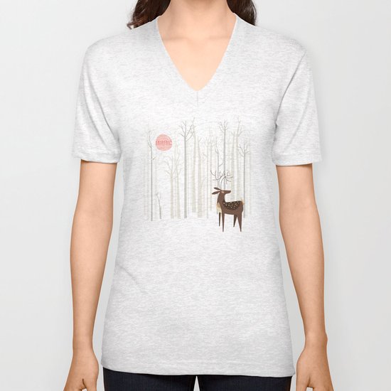 Reindeer of the Silver Wood Unisex V-Neck