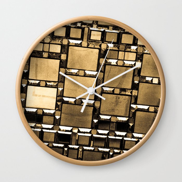 Sepia Abstract Geometric Shapes Decorative Mirror Print Wall Clock By Henatayeb