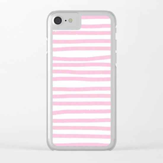 Pink Stripes Horizontal Clear iPhone Case