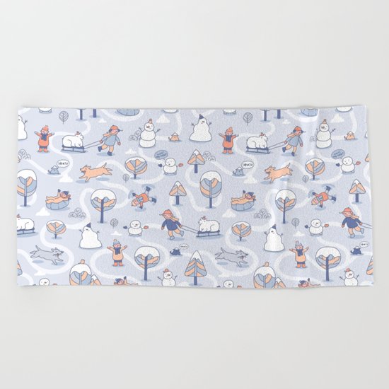 Snow day Beach Towel