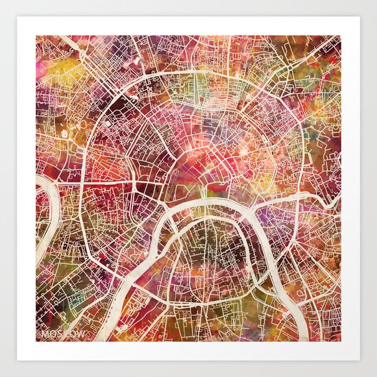 Moscow Map Art Print